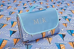 EURYNOME Custom Picnic Blanket Personalized w/Embroidery - Waterproof 600D Oxford, Large Beach Mat for Camping, Hiking - Add Name/Text!