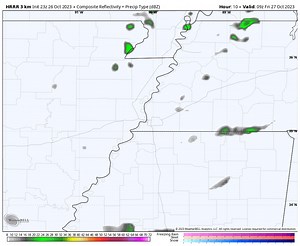 Our first chance of measurable rainfall in 2 weeks arrives as showers will be possible overnight into Friday morning. Tonight will extremely warm with a low near 70. Temps will reach into lower 80s under mostly cloudy skies on Friday. (HRRR forecast valid: radar 9pm-9am)./KC | MemphisWeather.net