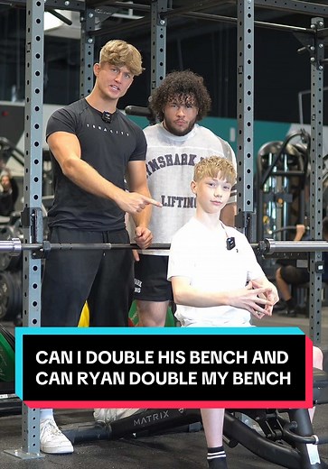 Can I double what he can Bench Press and can @Ryan RyRy double what I can Bench Press #gymtok #fyp #viral #georgep