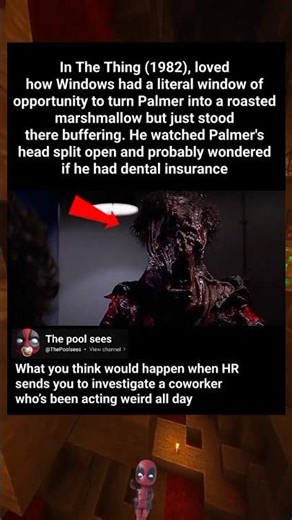 In The Thing (1982), loved how Windows had a literal window of opportunity to roast Palmer...