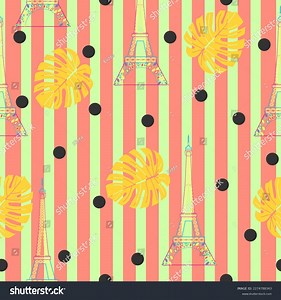 Eiffel Tower Monstera Polka Dots Vertical Stock Vector (Royalty Free) 2274788343 | Shutterstock