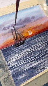 Seascape Sunset Watercolor #artprocess #ArtReels #aestheticreels | Anna N Studio