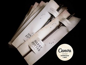 Harry Potter Wand Holder Template: Wizard Party Favor, DIY Printable (canva, PDF Download) - Etsy