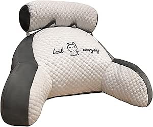 Luxmars Reading Bed Rest Pillows,Large Adult Backrest with Arms Neck Support,Back Pillow for Sitting in Bed Use in All seasons,Back Support with Washable Cover