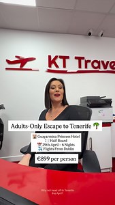 Relax, unwind and enjoy a well-deserved break in sunny Tenerife 🌞 🏝 Tenerife – Adults Only 🏨 Guayarmina Princess Hotel 🍽 Half Board 📅 29th April – 6 Nights 💶 €899 per person ✈️ Flights included 🧳 20kg checked baggage per person 🚐 Transfers included 🛫 Outbound: 16:00 – 20:25 🛬 Return: 20:35 – 00:50 👫 Based on two adults sharing Perfect for couples or friends looking for a peaceful, adults-only getaway ✨ All prices are subject to change and availability | KT Travel Dundalk