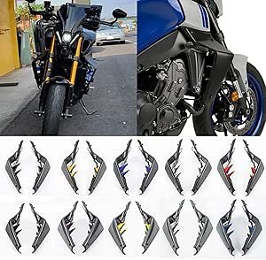 Motorcycle Down Force Downforce Naked Spoilers Fixed Winglet Fairing Wing Deflectors for Y.amaha MT09 MT 09 MT-09 SP 2021 2022 2023 Water Tank Radiator Guard Side Panels (Matte Black with Blue)