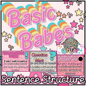 Basic Babes Sentence Structure Posters and A Good Writer is Display