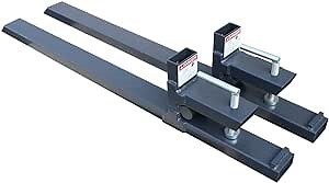 Landy Attachments 4000lb Capacity Clamp on Pallet Forks for Tractor Skid Steer Loader, Clamp on All Bucket