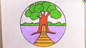 19K views · 945 reactions | Painting Scenery in Circle | Rongdhonu Art and Drawing | Facebook