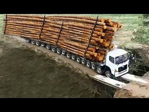 Amazing Dangerous Biggest Logging Wood Trucks Operator Skill. Oversize Load Heavy Equipment Working