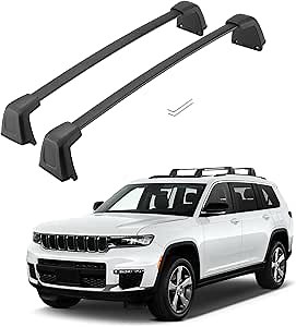 BougeRV Roof Rack Cross Bars Compatible with Jeep Grand Cherokee L 2021-2025 and Grand Cherokee WL 2022-2025, Heavy Duty Aluminum Anti-Rust Crossbar Luggage Rack for Kayak Ski Canoe Bike Carrier