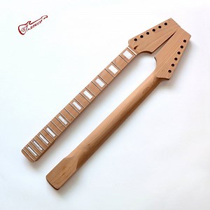 [Hot Item] Unfinished Paddle Roasted Maple Strat Guitar Neck with Block Inlay