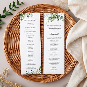 Greenery Wedding Program Template, Order of Service, Eucalyptus Wedding Program, Wedding Ceremony Template, Double-sided, WP4 - Etsy