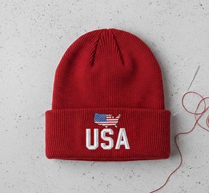 Custom USA Map Embroidery Beanie | Patriotic Knit Winter Hat With Flag Design | American Pride Gift for Men Women - Etsy UK