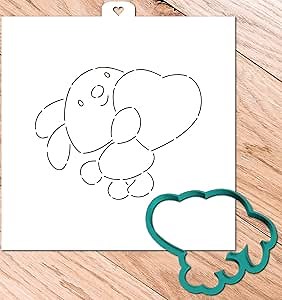 Cookie Cutter with Stencil set Bunny with a Heart N2