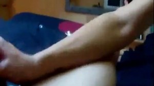 Girlfriend jerking swollen cock