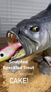 Sculpted 3D 32in Speckled trout lemon poppyseed CAKE! Paired with a custom Fatboy Texas Chicken CHOCOLATE lure & pulled isomalt, on a bed of lemon poppyseed sand, 🍋 chocolate drift wood 🪵 chocolate oyster shells 🦪 & a chocolate blue crab 🦀 CAKE scene. Have you joined the 30” club yet? These snaggle tooth’s are so much fun to catch! I have been fortunate to catch not one, but two when I got to fish everyday. Nothing beats days spent outdoors with your friends/ family early mornings watching t