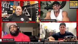 Josh Wade Instagram @ifbbprojoshwade https://www.instagram.com/ifbbprojoshwade/?hl=en Website http://www.teamwadefitness.com Legends of Iron links https://lnk.bio/legendsofiron Host of Legends of Iron Facebook https://www.facebook.com/LegendsofIron/ Jon Andersen Instagram @thejonandersen https://www.instagram.com/thejonandersen/ Website https://www.jonandersencoaching.com/copy-of-fb-landing-page Nick Best Instagram @nickbeststrongman https://www.instagram.com/nickbeststrongman/ YouTube https://w