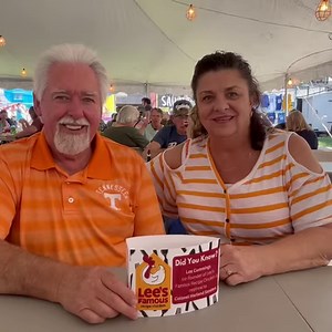 TODAY is the final day to eat delicious fried chicken from the World’s Largest Stainless Steel Skillet. People are driving from out of state to eat at the World Chicken Festival. Fun Fact: Lee Cummings is nephew to Colonel Harland Sanders. Thank you Lee's Famous Recipe for sponsoring the dining tent. https://chickenfestival.com/worlds-largest-skillet/ | World Chicken Festival