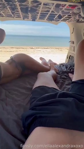 We were lying in the car at the beach when my horny brunette girlfriend suddenly begged me to finger her. I slipped my fingers into her wet pussy, teasing her bikini tan lines while sucking on her pierced nipples. She got on top in reverse cowgirl, slamming down on my cock as her perfect ass bounced. Then I flipped her into missionary, fucked her deep and hard until I pulled out and covered her flat stomach with thick ropes of cum.