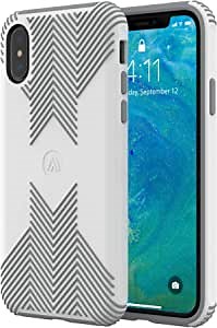iPhone Xs Case (Compatible with iPhone X) - Protective, Shock Absorbent, with Textured Shell (White/Grey)