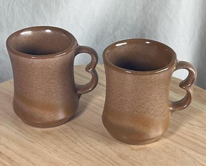 Vintage Frankoma Pottery Coffee Mugs: Plainsman Brown, Double Trigger Handle - Etsy