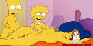 Cartoon Porn Simpsons porn Bart and Lisa have fun with mother Marge