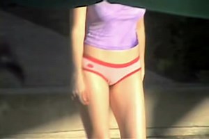 Sweet amateur pulls top down and flashes nude boobs