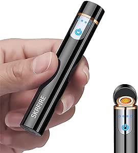 Amazon.com: SKRFIRE Mini Electric Lighter, Cigarette-Shaped Windproof Lighter, Rechargeable USB Lighter, Portable Smart Touch Sensor Switch Cigarette Lighter (Black) : Health & Household