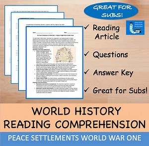 Peace Settlement of World War One - Reading Comprehension Passage & Questions
