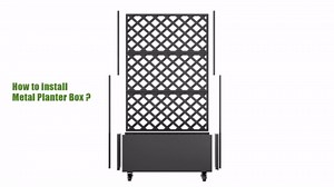 72" Metal Planter Box with Trellis Outdoor and Wheels,Planter with Trellis Privacy Screen, Raised Garden Bed with Trellis and Drainage Holes for Climbing Plants, Vegetables, Vines