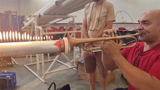 Trumpeter with a Rubens Tube #MusicMonday