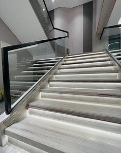 [Hot Item] Natural Stone customized polished/honed white Crystal Wood Marble Staircase for interior house/home project Decoration