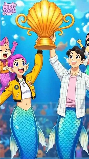 Rumi x Jinu x Abby Saja Mermaid's Race! 🐱 Who Win? 🏁 #mirutoon #kpopdemonhunter #jinu