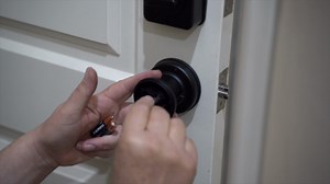 TIRAMISUBEST Fingerprint Door Lock Black Smart Door knob with App Control, Great for Bedrooms,Offices,Hotels XYK01-01