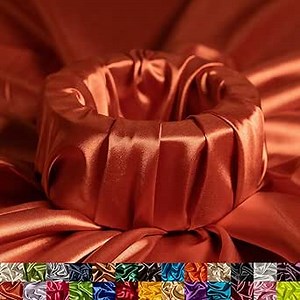 Ice Fabrics Stretch Charmeuse Satin Fabric by The Yard - 58/60” Wide Silky & Smooth Charmeuse Fabric by The Yard for Sewing Apparel, Dresses, Night Gowns, Tablecloths & More - Rust - 10Yards