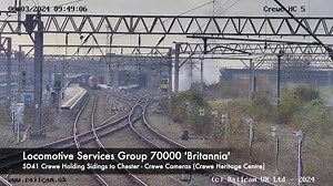 3.9K views · 361 reactions | Ahead of its upcoming appearance at East Lancashire Railway's Legends of Steam event ( https://tinyurl.com/m8nrpu8z ), Locomotive Services Group's BR Standard Class 7 No. 70000 'Britannia' took a run on the Chester circuit this morning. ℹ️ 5D41 #Crewe H.S. to #Chester  Crewe Crewe Heritage Centre  06/03/24 | Railcam | Facebook