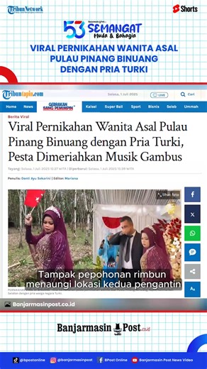 BANJARMASINPOST.CO.ID - Beredar viral di media sosial, video yang memperlihatkan kemeriahan pesta pernikahan wanita asal Pulau Pinang, Binuang, Tapin, Kalimantan Selatan dengan pria warga negara Turki. Kedua pengantin yakni Linda dan Ahmet itu tampak begitu mesra dan tak terpisahkan selama acara. Kemeriahan pesta pernikahan kedua pengantin berbeda kewarganegaraan ini viral di media sosial Instagram usai diunggah akun @gambus_inul_arabia Senin (30/6/2025). Baca Selengkapnya di: https://banjarmasi