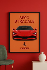 Ferrari SF90 Stradale Poster: Roter Supersportwagen Wandkunst (Digitaler Download) - Etsy.de