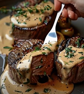 171K views · 556 reactions | Seared Filet Mignon with Shallot Peppercorn Cream Sauce Ingredients  | Cuisine Corner | Facebook
