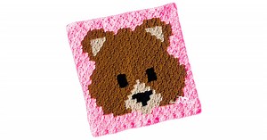 Teddy Bear Emoji C2C Crochet Square Pattern Free for Beginners