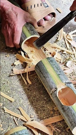 Traditional bamboo hole-making process #handmade
