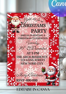 Santa Christmas Party Invitation Template - Etsy Canada