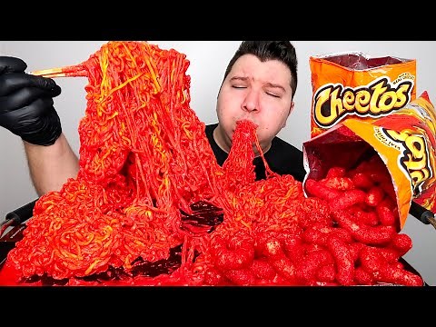 EXTREME HOT CHEETOS FIRE NOODLES • Mukbang & Recipe