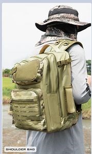 [Hot Item] Outdoor Waterproof Fishing Bag Tackle Boxes Storage Bag with Rod Holders Multi-Functional Backpack for Fishing Equipment