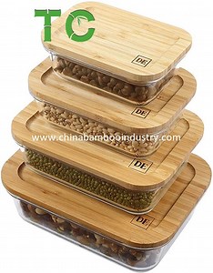 [Hot Item] Glass Food Storage Containers with Bamboo Lids Glass Airtight Canisters Sets