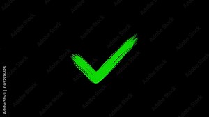Check mark symbol. approved tick mark icon, White and Green check mark on transparent background. check mark icon animation on black background. green checkmark symbol yes approve choice, Видео Stock