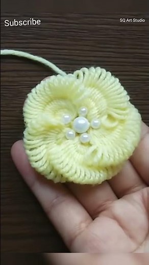Hand Embroidery Amazing Trick With Fork|Easy Flower Craft Tutorial With Pearl Bead#sewing Hack