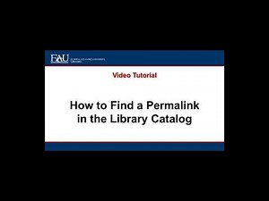 How to Find a Permalink in the Library Catalog