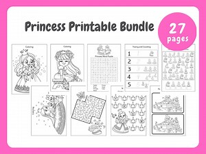 Princess Activities Printable Bundle: 27 Pages - Coloring Pages, Mazes, Word Puzzles, and More! (PDF) - Etsy